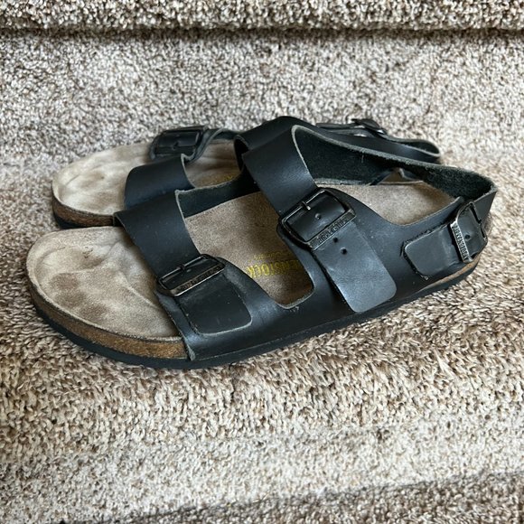 Birkenstock Milano Men’s Dark Grey 2-Strap Backstrap Leather Sandals main image 8